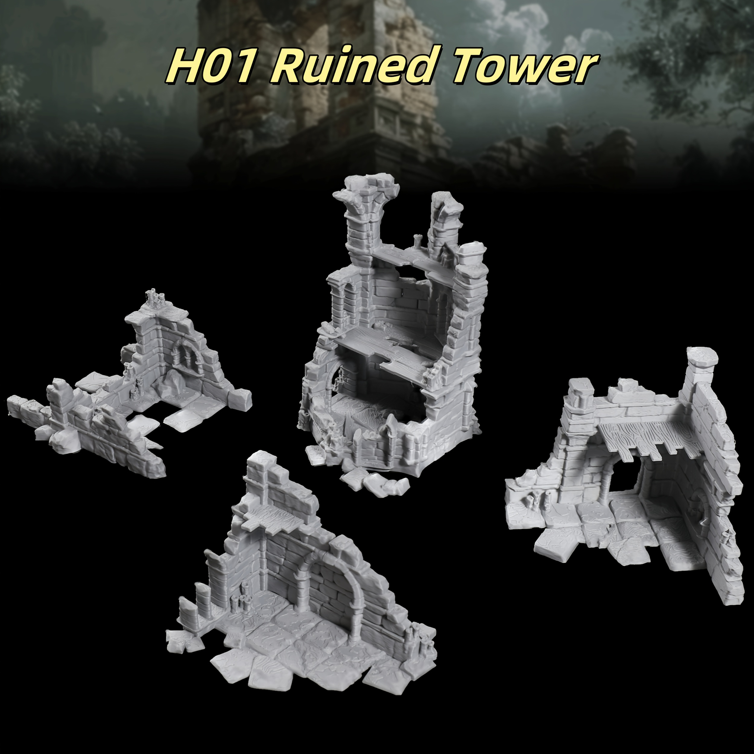 Ruined Noble House and Tower Terrain
